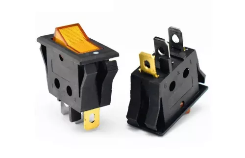 Keretes, 2 állású kapcsoló - sárga - 250V 10A