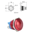 Fém nyomógomb - piros - 220V, 16mm