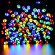 100 LED-es napelemes kerti fényfüzér, színes, 10 m