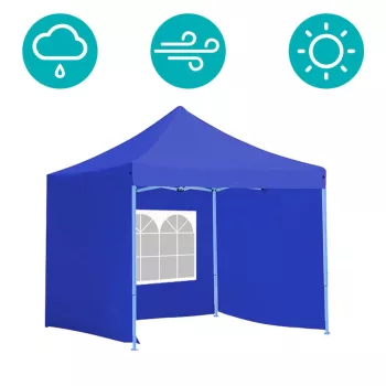   Összecsukható fémvázas kerti pavilon 2,9X2,9m - oldalfallal - kék