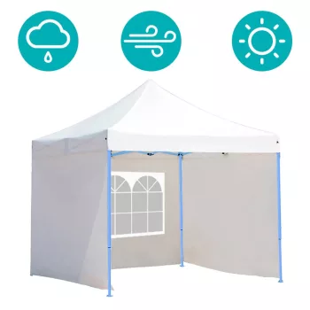   Összecsukható fémvázas kerti pavilon 2,9X2,9m - oldalfallal - fehér