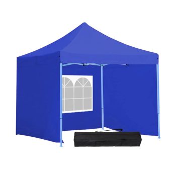   Összecsukható fémvázas kerti pavilon 2,9X2,9m - oldalfallal és hordtáskával - kék