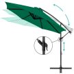 Függő napernyő fém vázzal, 2,7m zöld szín