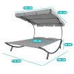 Kétszemélyes napozóágy árnyékolóval, szürke