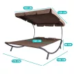 Kétszemélyes napozóágy árnyékolóval, sötét barna