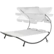 Kétszemélyes napozóágy árnyékolóval, fehér