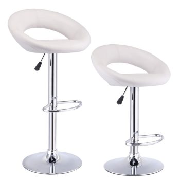 2db bárszék deréktámasszal - fehér