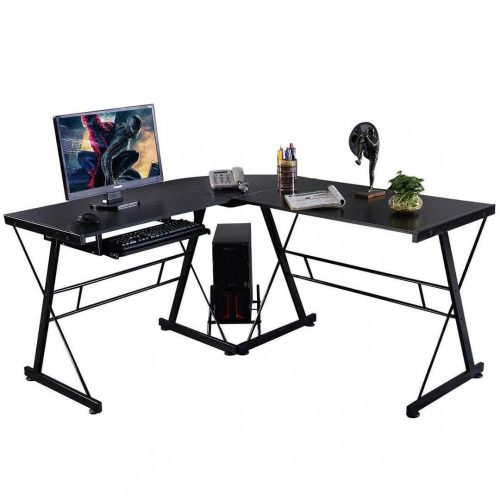 L alakú, sarok íróasztal - fekete
