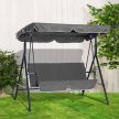 Kerti hintaágy dönthető árnyékolótetővel - szürke