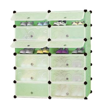Műanyag elemes cipőtároló szekrény - zöld