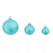 Karácsonyfagömb, karácsonyi dísz, 112 részes - türkiz