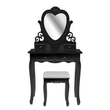   Tükrös fésülködő asztal párnázott székkel, London - fekete