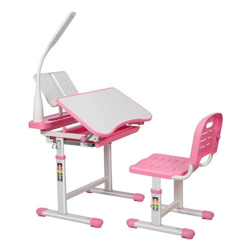Állítható magasságú és dőlésszögű, többfunkciós gyerek íróasztal - rózsaszín