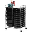 Gurulós tárolókocsi 15 fiókos - fekete