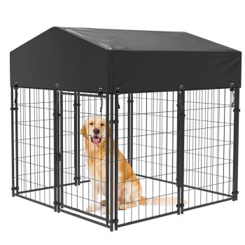 Kültéri fém kutyakennel - UV álló szövettetővel