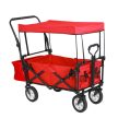 Összecsukható kocsi tetővel - húzható-tolható - piros