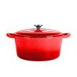 Zománcozott, öntöttvas edény fedővel - 4L - piros