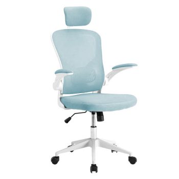   Ergonomikus irodai szék deréktámasszal, fejtámlával - világoskék 