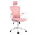 Ergonomikus irodai szék deréktámasszal, fejtámlával - rózsaszín