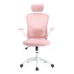 Ergonomikus irodai szék deréktámasszal, fejtámlával - rózsaszín