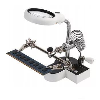 Paneltartó (harmadik kéz)  LED-es nagyítóval