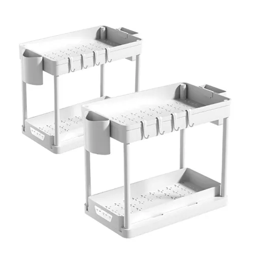 Konyhai rendszerező állvány - 2db - fehér