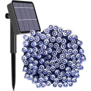   EXOD 100 LED-es napelemes kerti fényfüzér,  fehér, 10m - HQ-B100