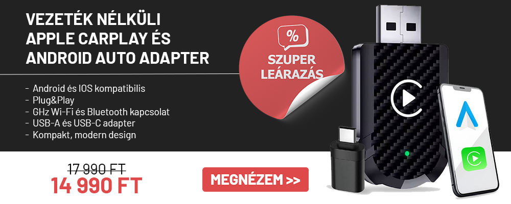 Vezeték nélküli Apple CarPlay és Android Auto adapter