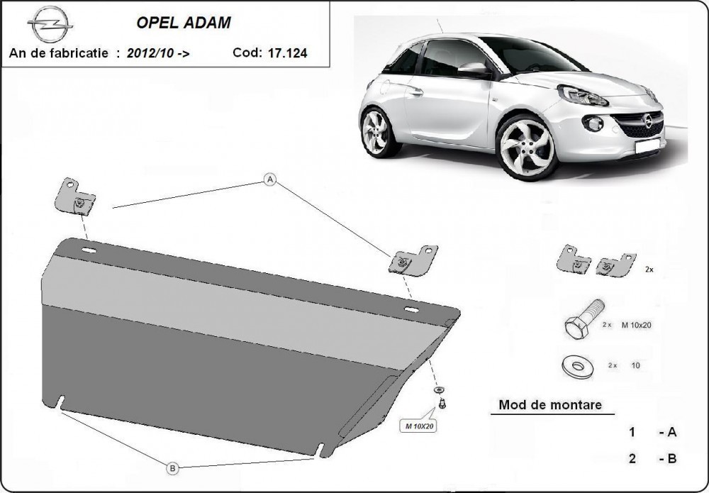 Opel Adam, 2012-2020 - Motorvédő lemez Opel Adam, 2012-2020 - Motorvédő lemez