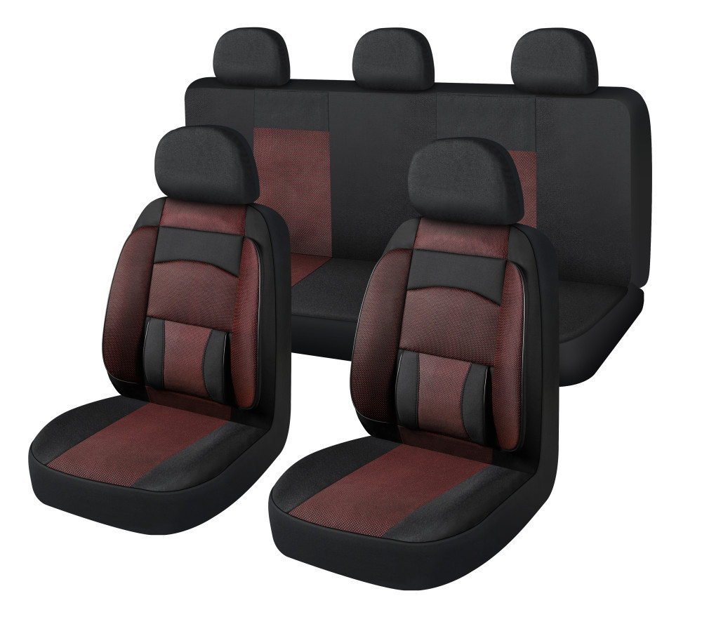 Image of 11 részes univerzális üléshuzat szett - légzsákos - fekete-piros - 203-3BR