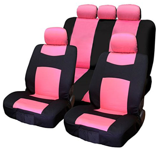 Image of 9 részes osztható univerzális üléshuzat szett - légzsákos - pink-fekete AD008P