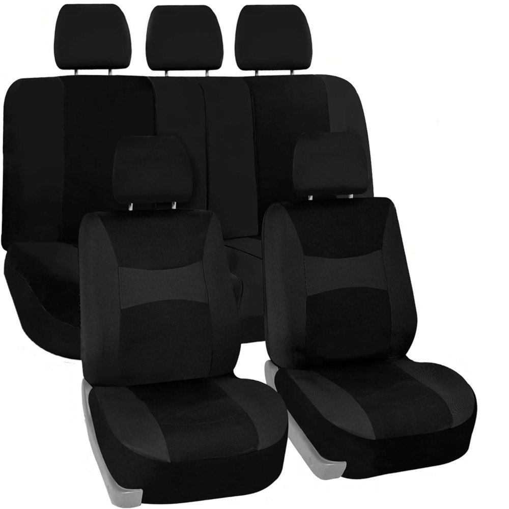 Image of 9 részes 2 helyen osztható univerzális üléshuzat szett - légzsákos - fekete-fekete