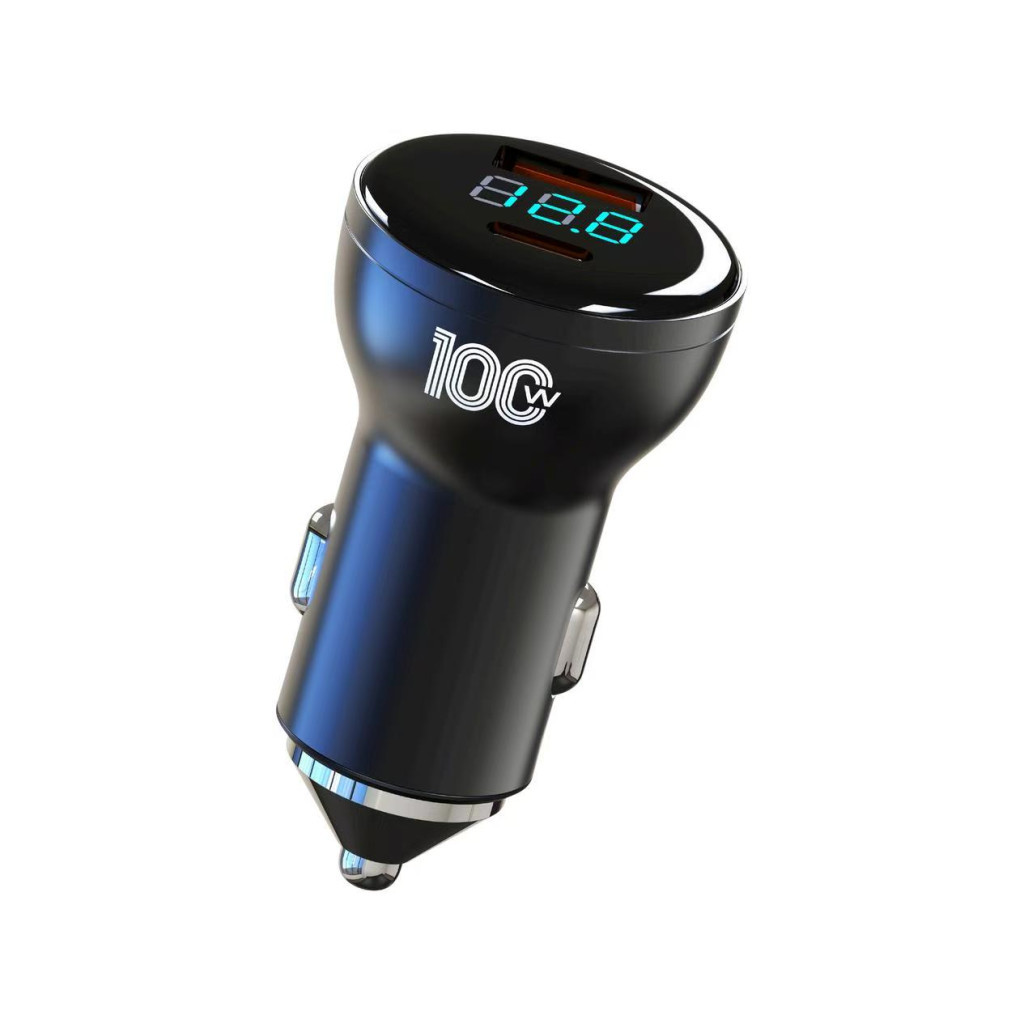 Image of Autós töltő USB/USB-C + digitális voltmérő - 100W