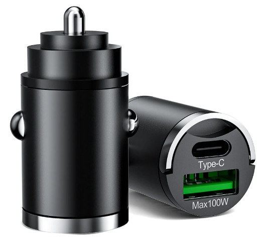 Image of Autós gyorstöltő adapter - 100W 12/24V - USB-A + USB-C