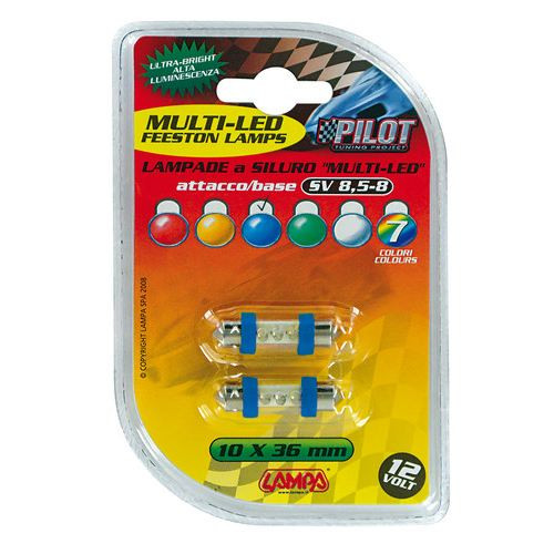 Lampa 12V SV8,5-8 sofita 3 LED dióda 10x35mm, fehér színű - párban Lampa 12V SV8,5-8 sofita 3 LED dióda 10x35mm, fehér színű - párban