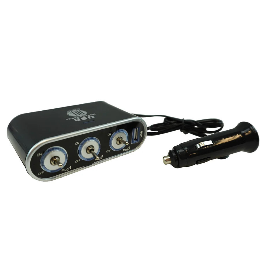 Image of All Ride 3-as szivargyújtó elosztó külön kapcsolókkal és USB kimenettel - 12/24V