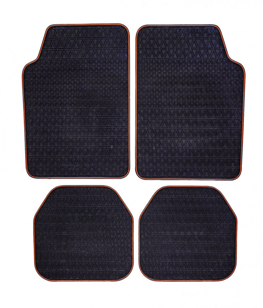 Image of 4 részes, autós gumiszőnyeg szett, fekete színű, piros szegéllyel