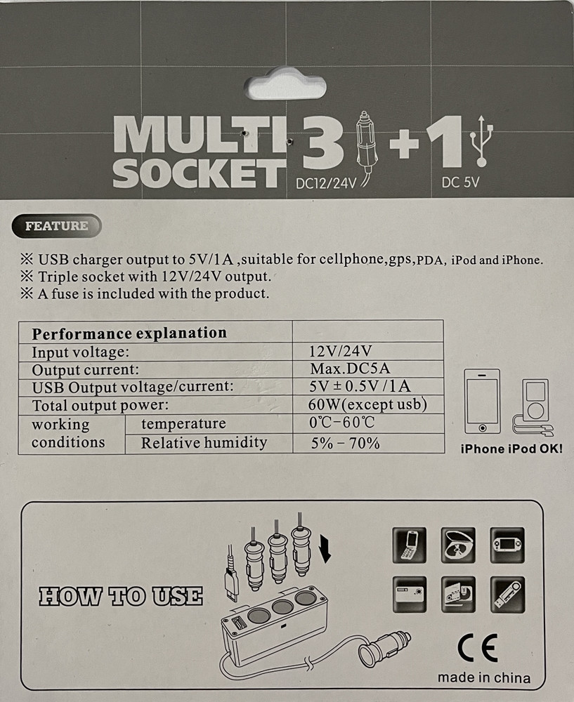 Image of 3-as szivargyújtó elosztó + USB - 12/24V