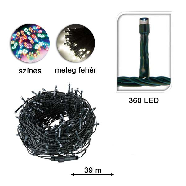 360 LED-es karácsonyi fényfüzér, 8 mozgó beállítással - meleg fehér 360 LED-es karácsonyi fényfüzér, 8 mozgó beállítással - meleg fehér