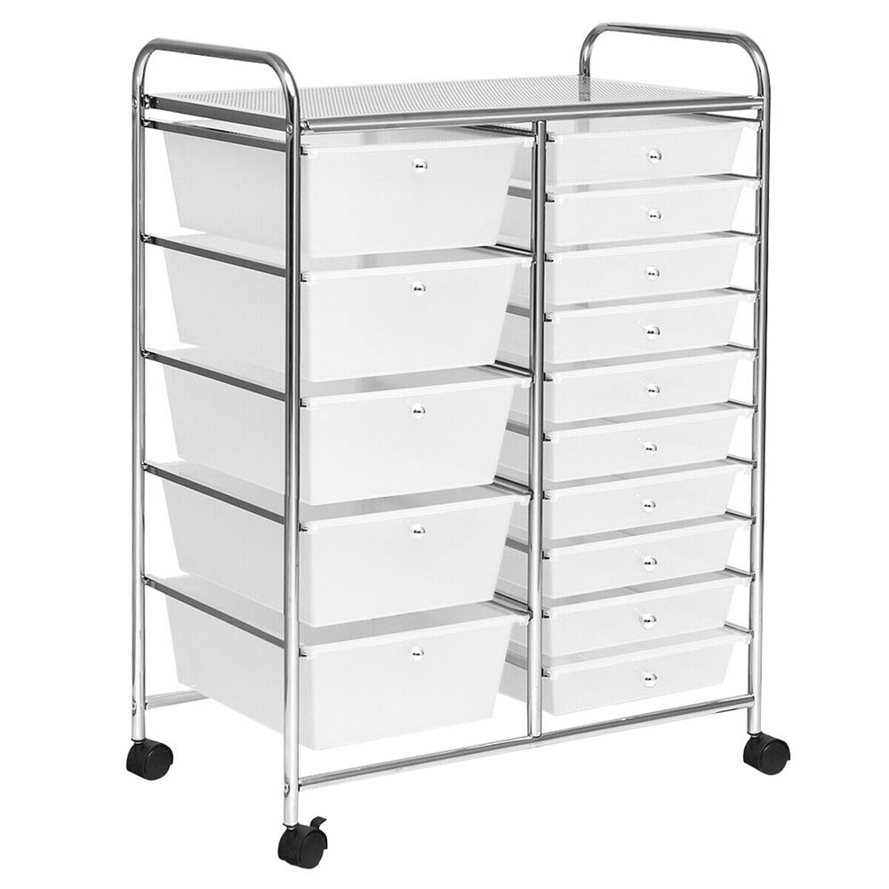 Image of Gurulós tárolókocsi 15 fiókos - fehér